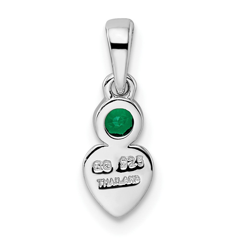 Sterling Silver Rhodium-plated Lab Created Emerald Heart Pendant QBPD35MAY