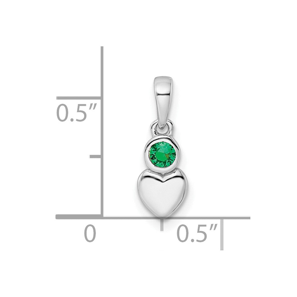 Sterling Silver Rhodium-plated Lab Created Emerald Heart Pendant QBPD35MAY