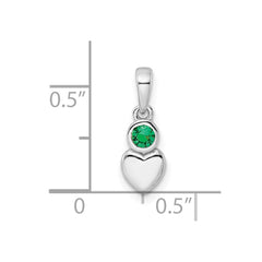 Sterling Silver Rhodium-plated Lab Created Emerald Heart Pendant QBPD35MAY