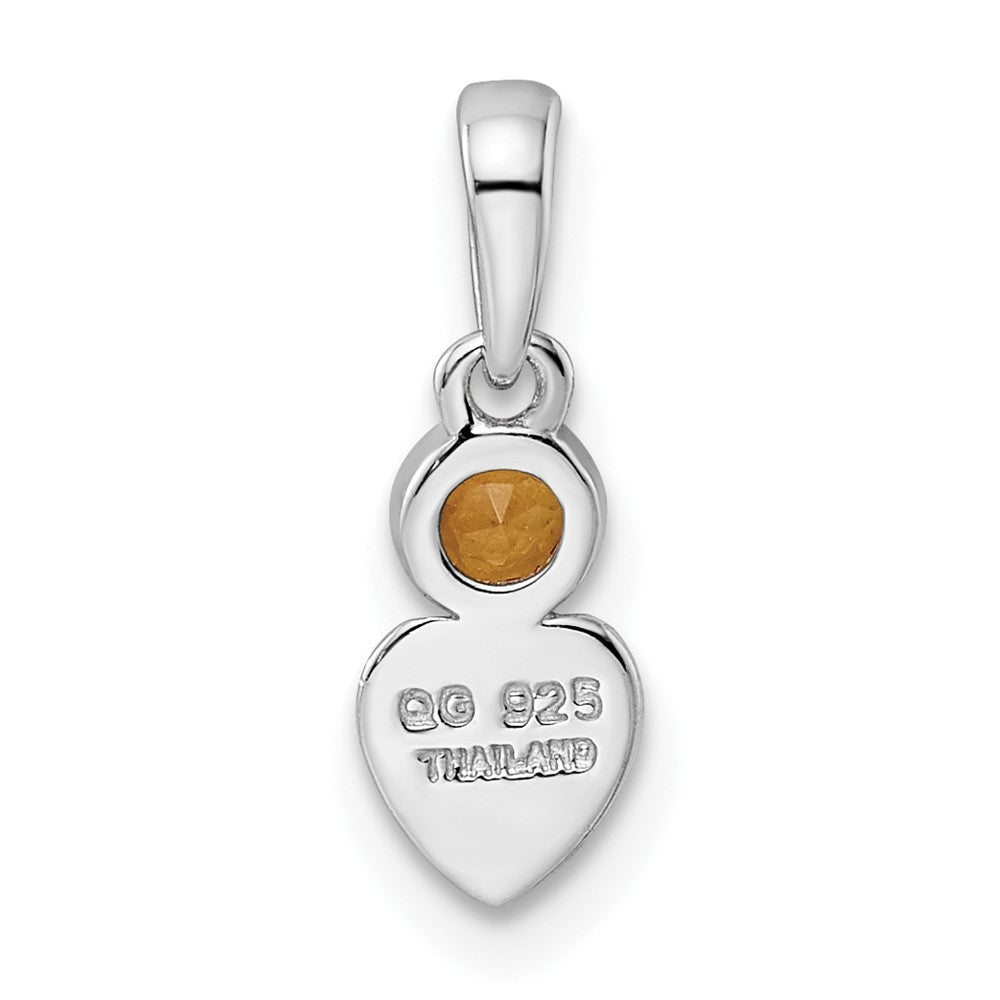 Sterling Silver Rhodium-plated Polished Citrine Heart Pendant QBPD35NOV