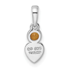 Sterling Silver Rhodium-plated Polished Citrine Heart Pendant QBPD35NOV