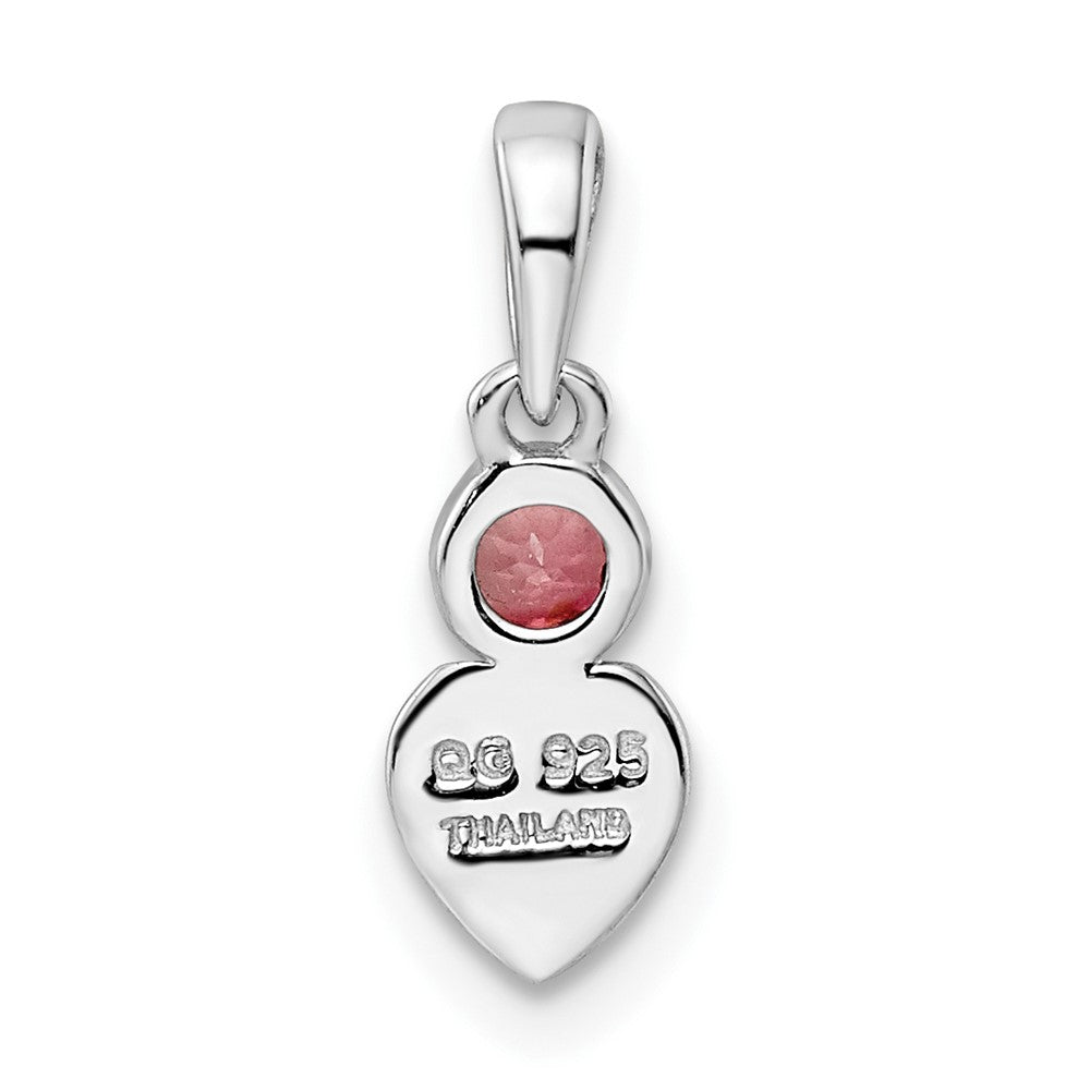 Sterling Silver Rhodium-plated Polished Pink Tourmaline Heart Pendant QBPD35OCT