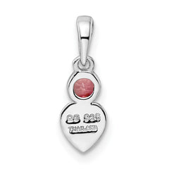 Sterling Silver Rhodium-plated Polished Pink Tourmaline Heart Pendant QBPD35OCT