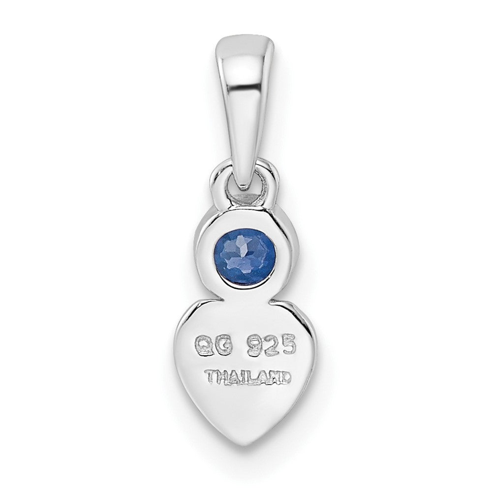 Sterling Silver Rhodium-plated Lab Created Sapphire Heart Pendant QBPD35SEP