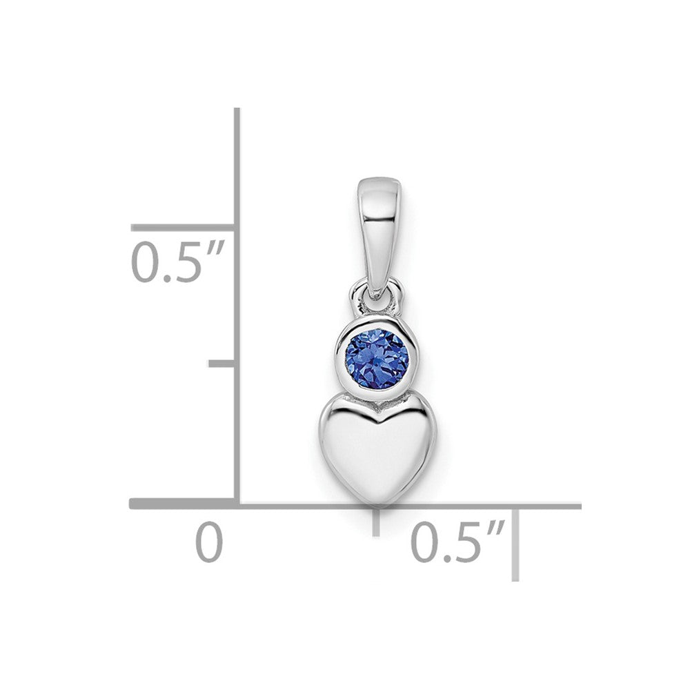 Sterling Silver Rhodium-plated Lab Created Sapphire Heart Pendant QBPD35SEP