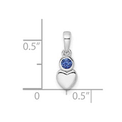 Sterling Silver Rhodium-plated Lab Created Sapphire Heart Pendant QBPD35SEP