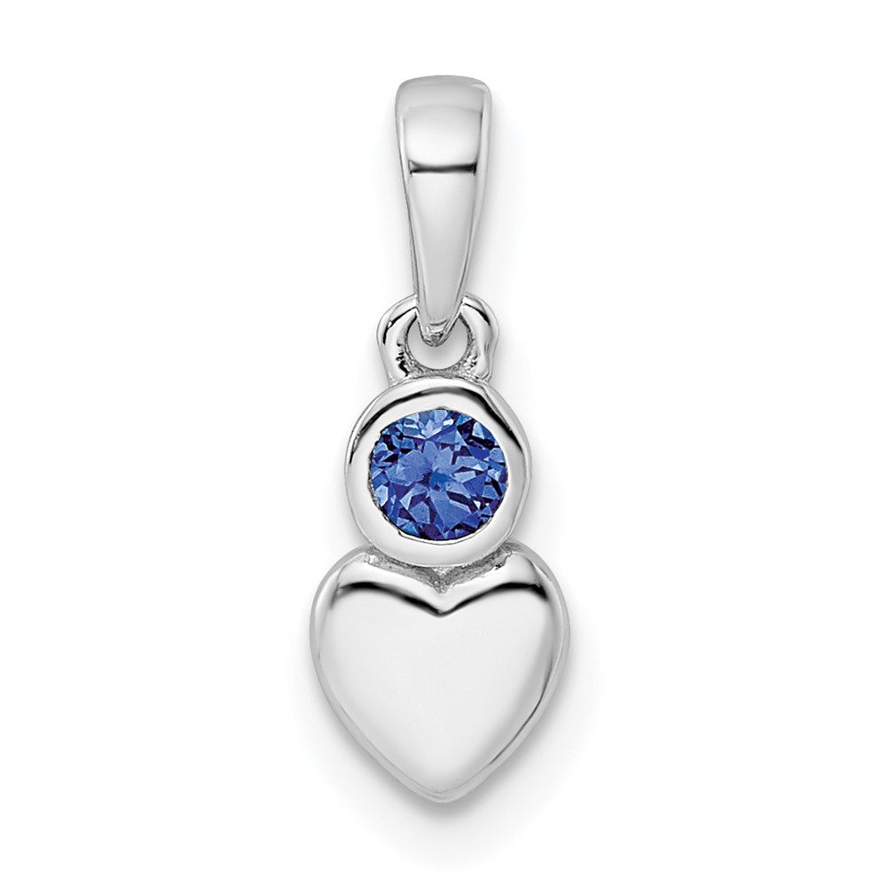 Sterling Silver Rhodium-plated Lab Created Sapphire Heart Pendant QBPD35SEP