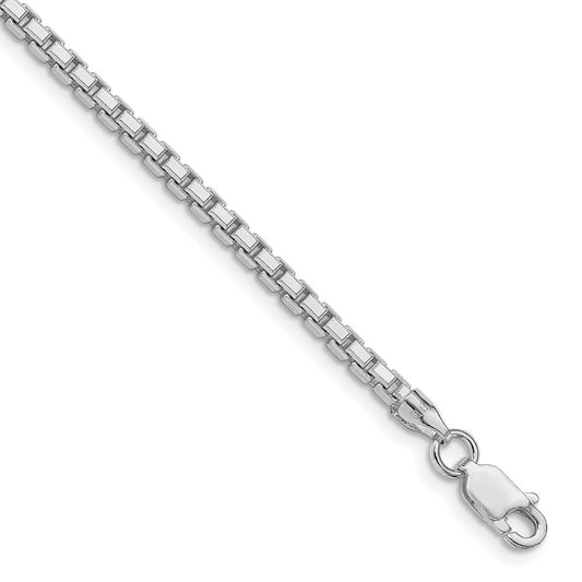 Sterling Silver Rhodium-plated 2.5mm 8 Sided Diamond-cut Box ChainQBR050R