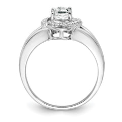 Sterling Silver Rhodium-plated Diam. & White Topaz Ring