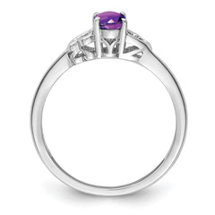 Sterling Silver Rhodium-plated Amethyst Ring