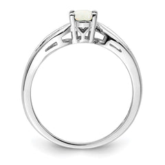Sterling Silver Rhodium-plated Created Opal Ring