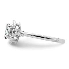 Sterling Silver Rhodium-plated White Topaz & Diam. Ring