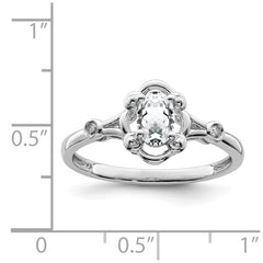 Sterling Silver Rhodium-plated White Topaz & Diam. Ring
