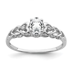 Sterling Silver Rhodium-plated White Topaz & Diam. Ring