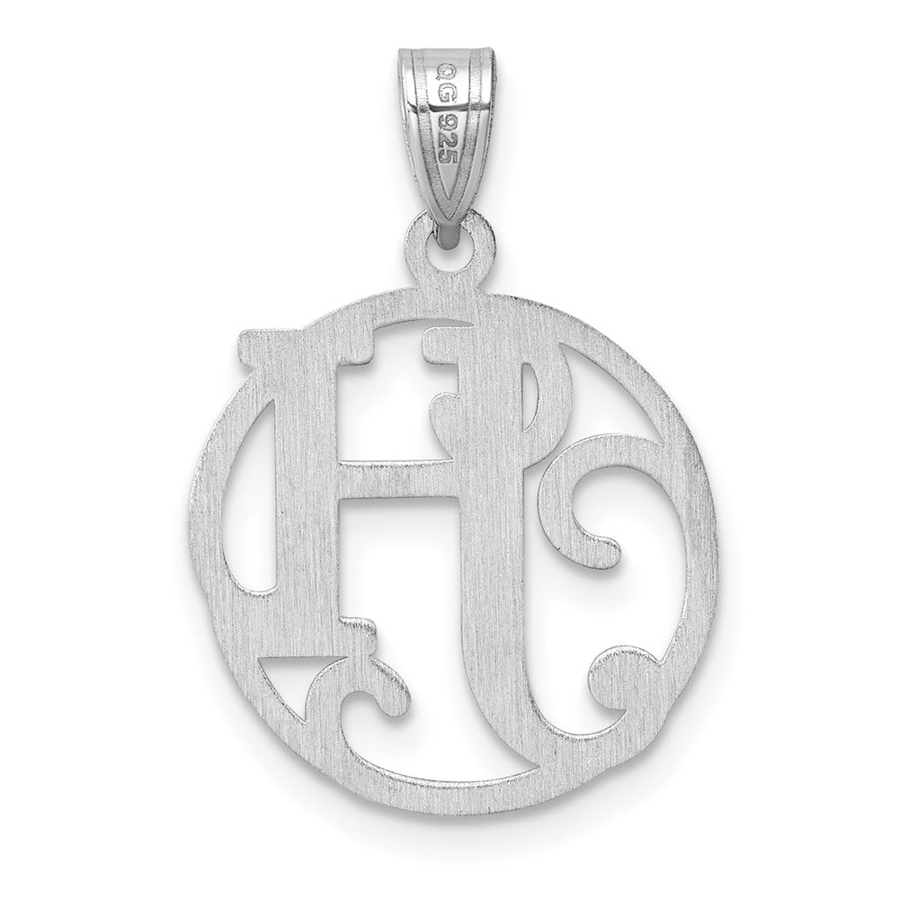 Small Sterling Silver Rhodium-plated Fancy Script Letter H Initial Pendant QC11257H