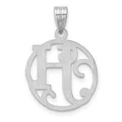 Small Sterling Silver Rhodium-plated Fancy Script Letter H Initial Pendant QC11257H