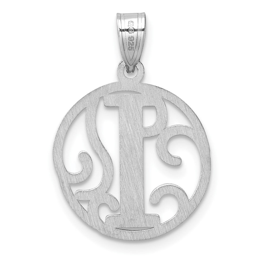 Small Sterling Silver Rhodium-plated Fancy Script Letter I Initial Pendant QC11257I