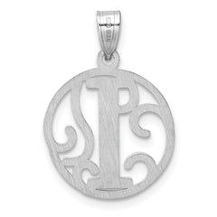 Small Sterling Silver Rhodium-plated Fancy Script Letter I Initial Pendant QC11257I
