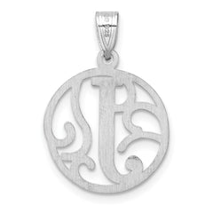Small Sterling Silver Rhodium-plated Fancy Script Letter J Initial Pendant QC11257J