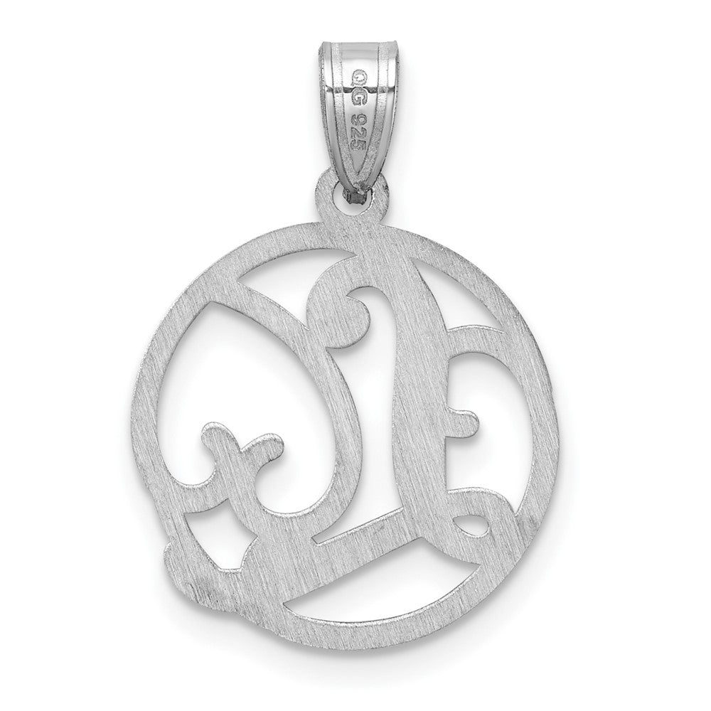 Small Sterling Silver Rhodium-plated Fancy Script Letter L Initial Pendant QC11257L