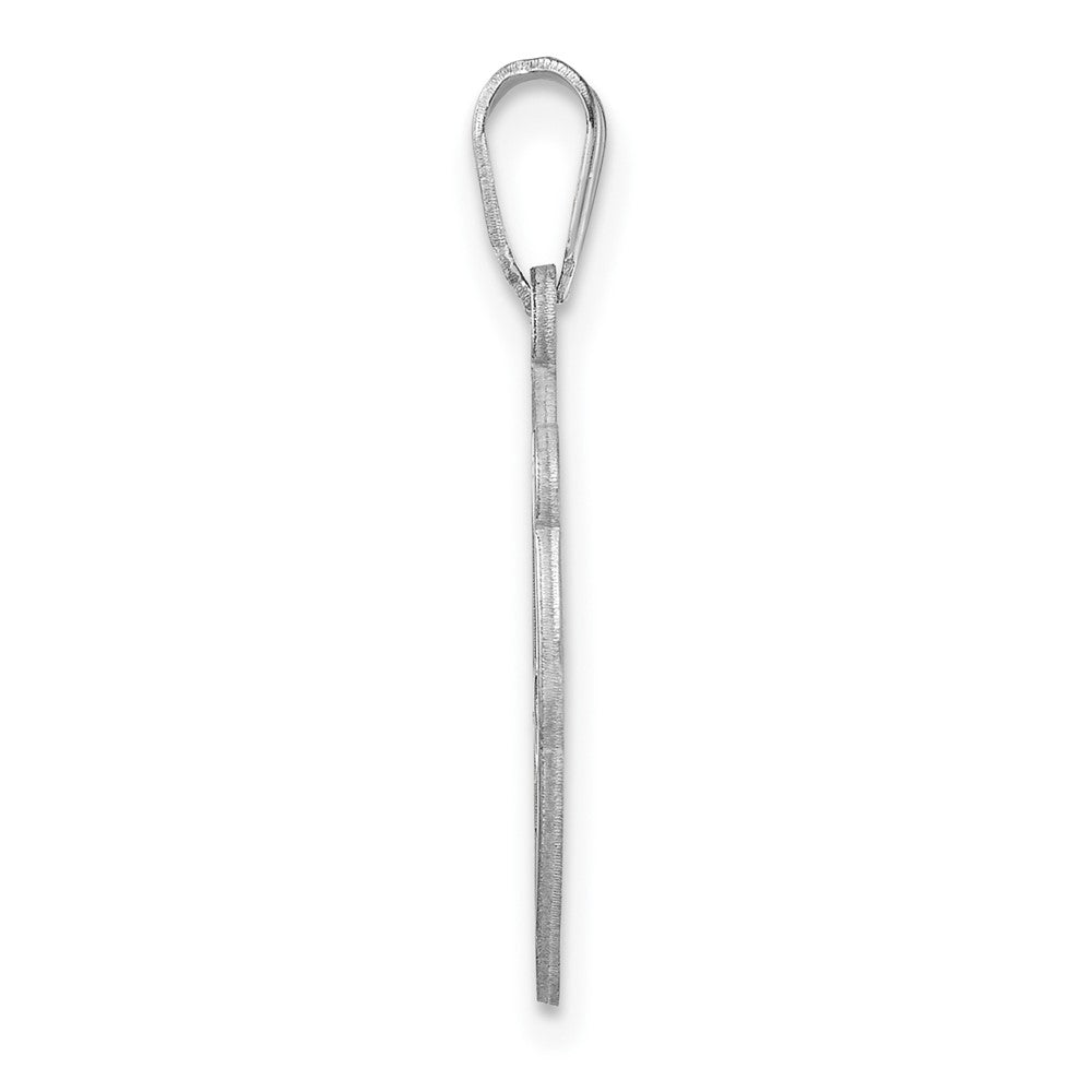 Small Sterling Silver Rhodium-plated Fancy Script Letter N Initial Pendant QC11257N