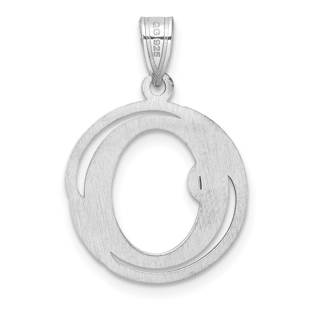 Small Sterling Silver Rhodium-plated Fancy Script Letter O Initial Pendant QC11257O
