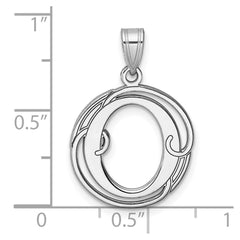Small Sterling Silver Rhodium-plated Fancy Script Letter O Initial Pendant QC11257O