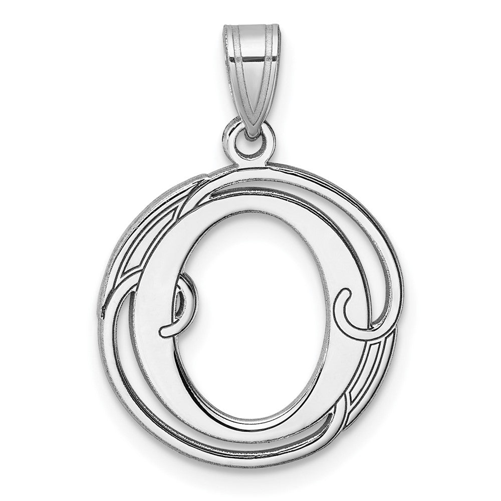 Small Sterling Silver Rhodium-plated Fancy Script Letter O Initial Pendant QC11257O
