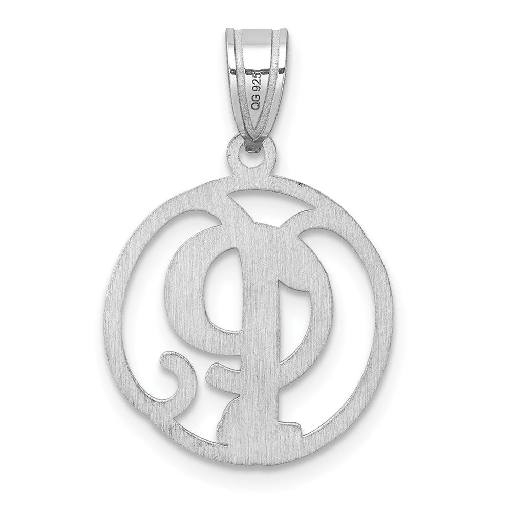 Small Sterling Silver Rhodium-plated Fancy Script Letter P Initial Pendant QC11257P