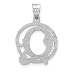 Small Sterling Silver Rhodium-plated Fancy Script Letter Q Initial Pendant QC11257Q