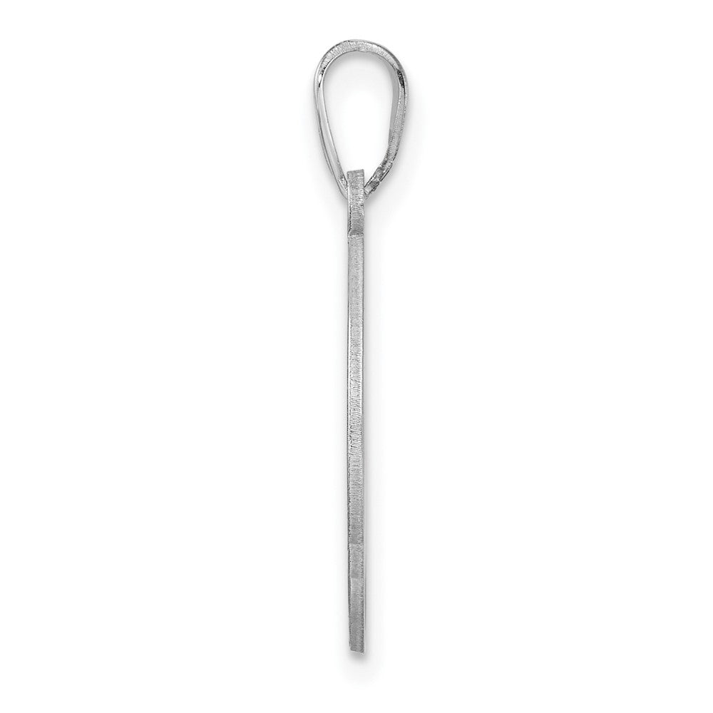 Small Sterling Silver Rhodium-plated Fancy Script Letter R Initial Pendant QC11257R