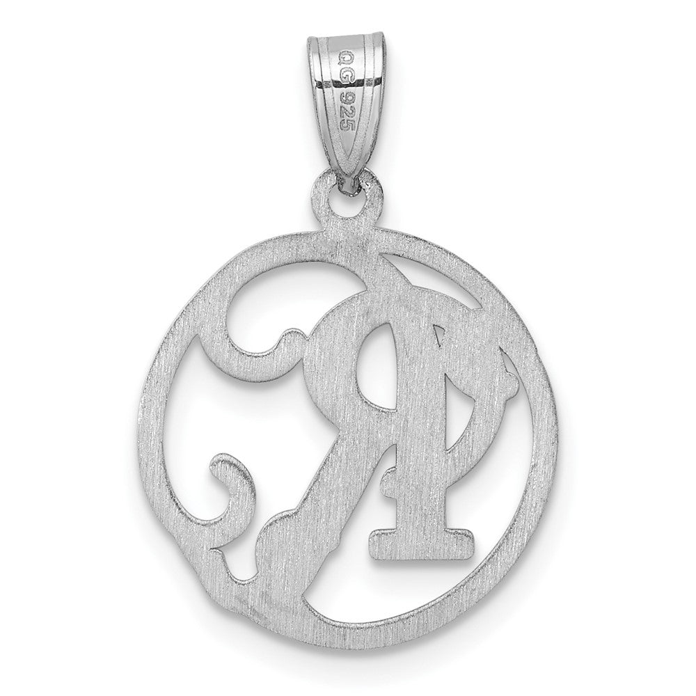 Small Sterling Silver Rhodium-plated Fancy Script Letter R Initial Pendant QC11257R