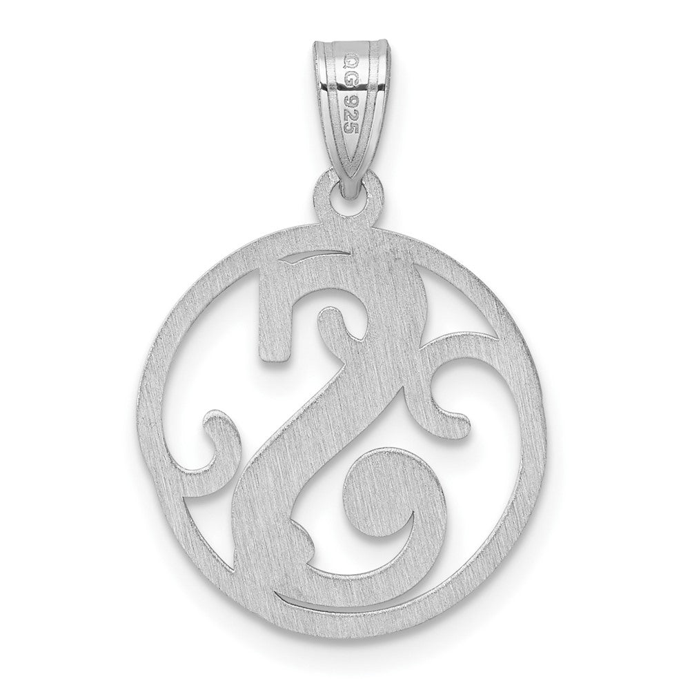 Small Sterling Silver Rhodium-plated Fancy Script Letter S Initial Pendant QC11257S