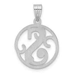 Small Sterling Silver Rhodium-plated Fancy Script Letter S Initial Pendant QC11257S