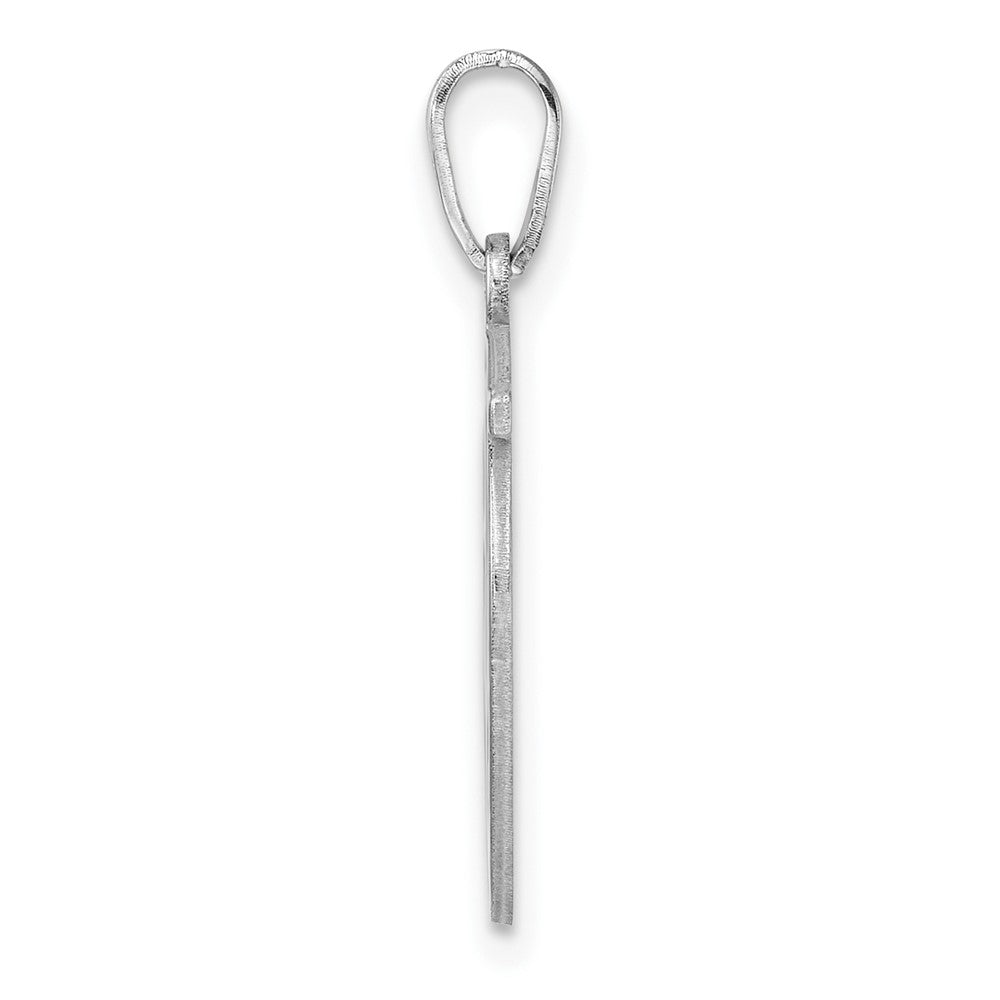 Small Sterling Silver Rhodium-plated Fancy Script Letter U Initial Pendant QC11257U