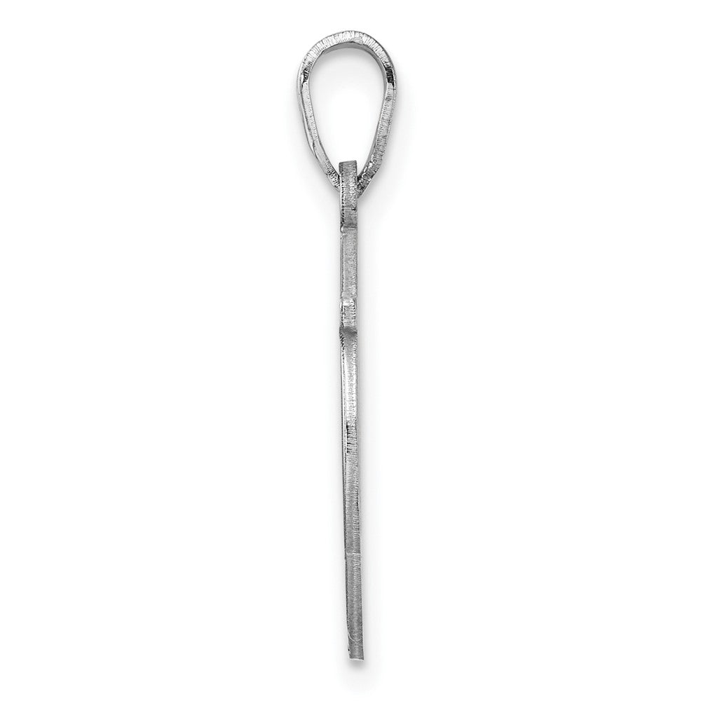 Small Sterling Silver Rhodium-plated Fancy Script Letter W Initial Pendant QC11257W