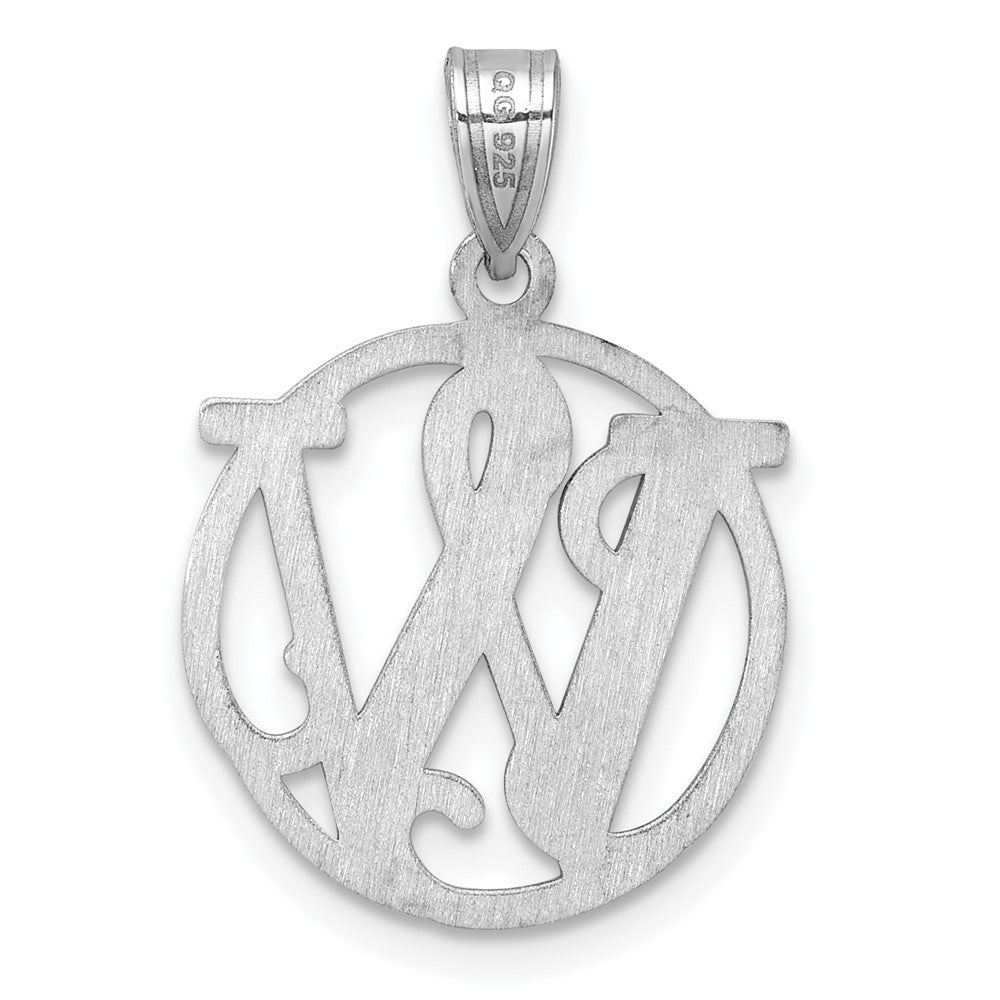 Small Sterling Silver Rhodium-plated Fancy Script Letter W Initial Pendant QC11257W