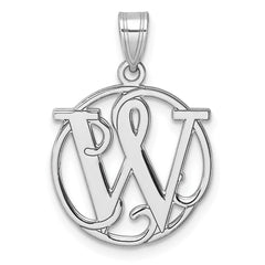 Small Sterling Silver Rhodium-plated Fancy Script Letter W Initial Pendant QC11257W