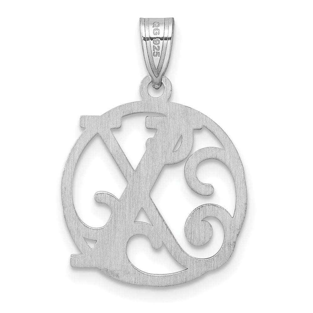 Small Sterling Silver Rhodium-plated Fancy Script Letter X Initial Pendant QC11257X