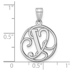 Small Sterling Silver Rhodium-plated Fancy Script Letter Y Initial Pendant QC11257Y