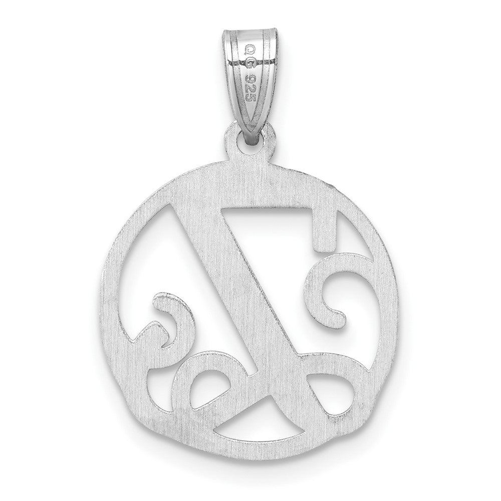 Small Sterling Silver Rhodium-plated Fancy Script Letter Z Initial Pendant QC11257Z