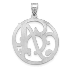 Large Sterling Silver Rhodium-plated Fancy Script Letter A Initial Pendant QC11258A