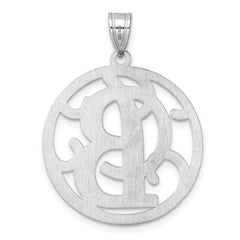 Large Sterling Silver Rhodium-plated Fancy Script Letter B Initial Pendant QC11258B