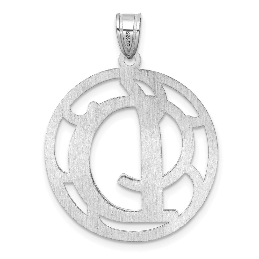 Large Sterling Silver Rhodium-plated Fancy Script Letter D Initial Pendant QC11258D