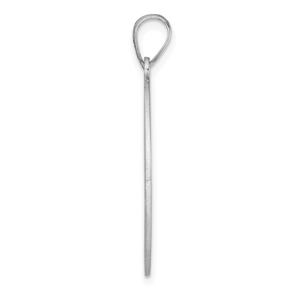 Large Sterling Silver Rhodium-plated Fancy Script Letter E Initial Pendant QC11258E