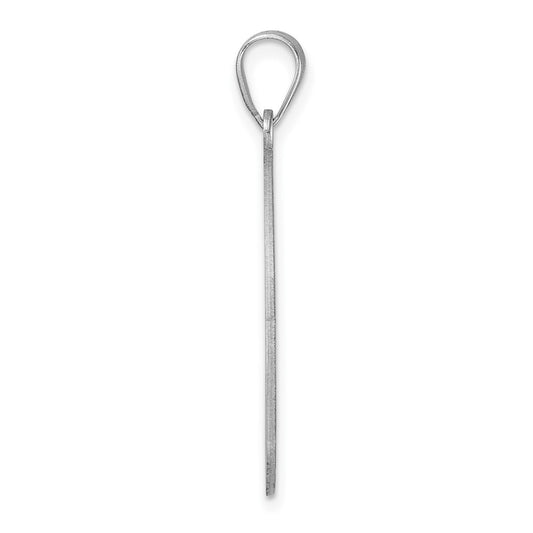 Large Sterling Silver Rhodium-plated Fancy Script Letter H Initial Pendant QC11258H