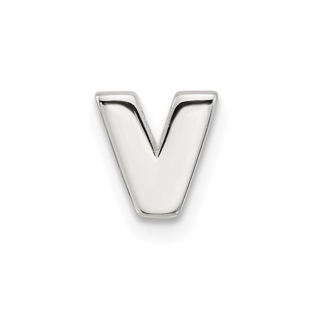 Sterling Silver E-coated Letter V Slide Charm QC11488V