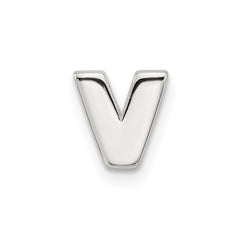 Sterling Silver E-coated Letter V Slide Charm QC11488V