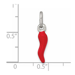 Sterling Silver Red Enamel Italian Horn Pendant QC11494