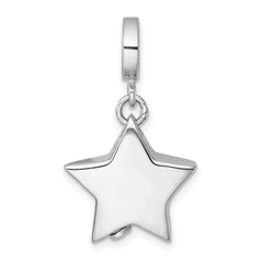 Sterling Silver Rhodium-plated Polished Star Ash Holder Bead/Pendant QC11503